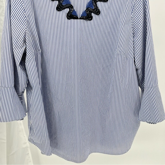 Talbot's Womens Rickrack Trim V-neck Top Size XXL Striped Popover Non Iron - Picture 4 of 10